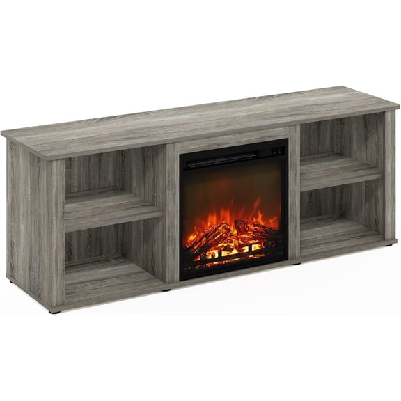 TV Stand with Electric Fireplace - Modern Entertainment Center & Shelved Storage