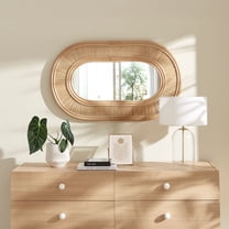 Modway Sovana Oval Rattan Wall Mirror in Natural