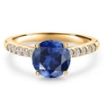 thumbnail image 3 of Gem Stone King 10K Yellow Gold Blue Created Sapphire and Lab Grown Diamond Engagement Ring for Women | 2.70 Cttw | Round 8MM | Gemstone September Birthstone | Available in Size 5,6,7,8,9, 3 of 6