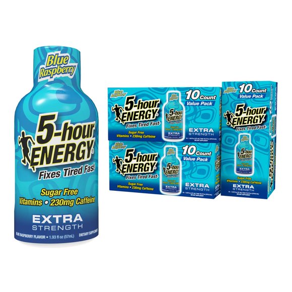 Energy Shots ENERGY Extra Strength, frambuesa azul, 5 horas, 30 x 57 ml