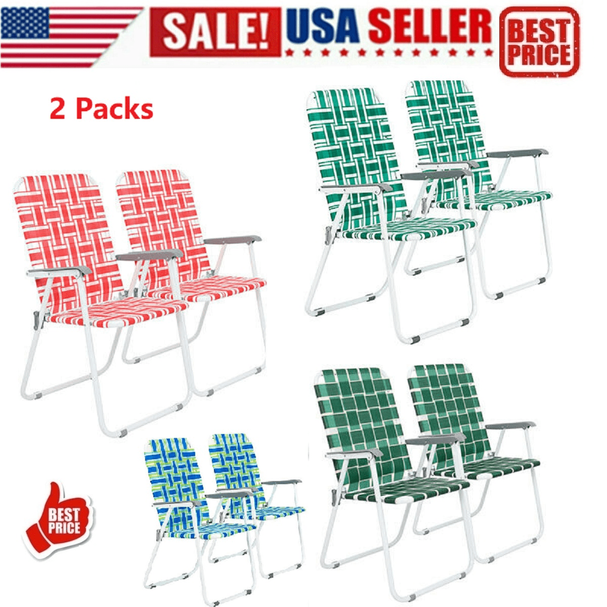 Goorabbit Backpack Style Beach Chairs,(2Pack) Steel Tube PP bed