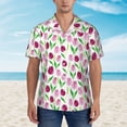 thumbnail image 2 of Rateoe Tulips Flowers Pattern Men’s Hawaiian Shirt – Short Sleeve Button-Down Tropical Beach Shirt, Lightweight & Breathable Casual Aloha Shirt with Pocket,Medium, 2 of 7