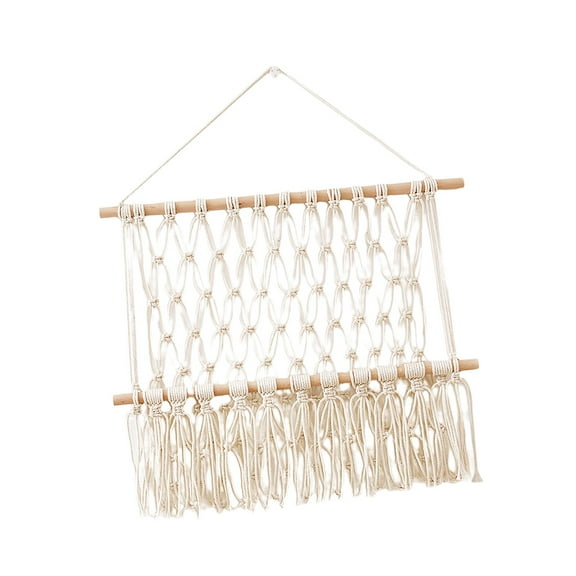 JWQFBC Boho Macrame Wall Organizer Letters Book Wall Holder Farmhouse Decor Tassel Wall White