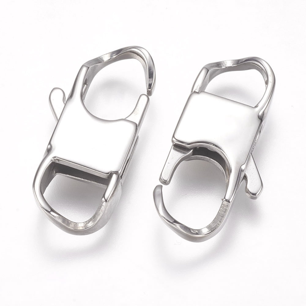 30pcs Resistant 304 Stainless Steel Lobster Claw Clasps Stainless Steel color 26x12x5mm Hole: 6x7.5mm