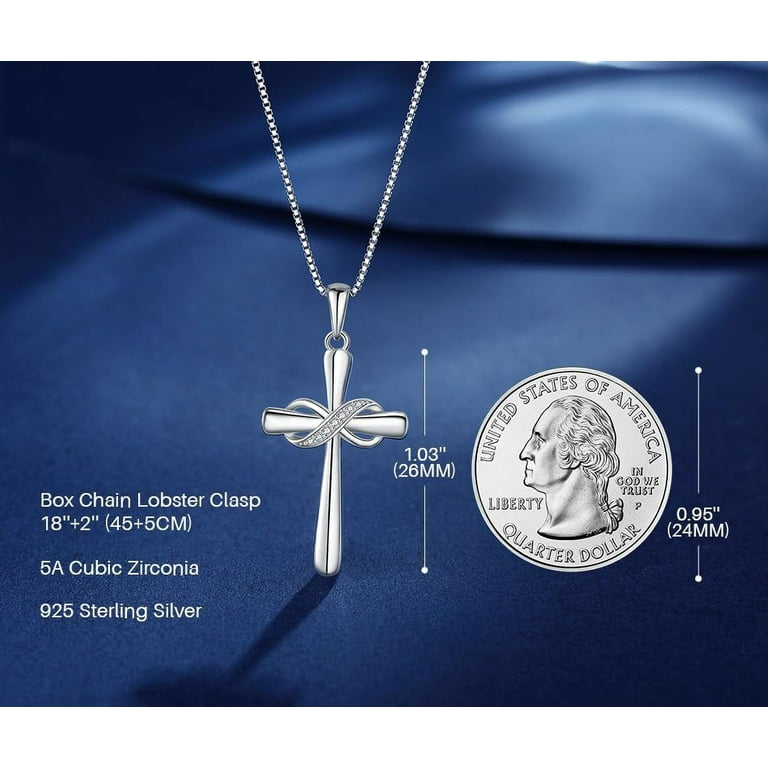 Infinity Cross Necklace for Women 925 Sterling Silver Danity Cross