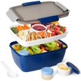 thumbnail image 1 of TRAHOO-Salad Container for Lunch, SWKIEN 68 oz Salad Bowl with 5-Compartment, Bento Lunch Box Container with 2pcs Salad Dressing Container to Go, Large Leak-Proof Bento Box Adult Lunch Box, BPA-Free, 1 of 4