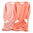 thumbnail image 2 of Feancey 2 Pack Thermal Tops for Women Winter Plus Size Sherpa Lined Sweatshirts Casual Crewneck Fleece Pullover Long Sleeve Loungewear Pink 3XL, 2 of 5
