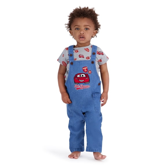 Cars Baby Boy 2 Piece Denim Overall Set, Sizes 0-24 Months