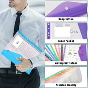 Toplive 12 Pack Plastic Envelopes Binder Folders A4 11 Holes Expandable Binder Folders for 2/3/4 Ring Document Pouch for Office School Home