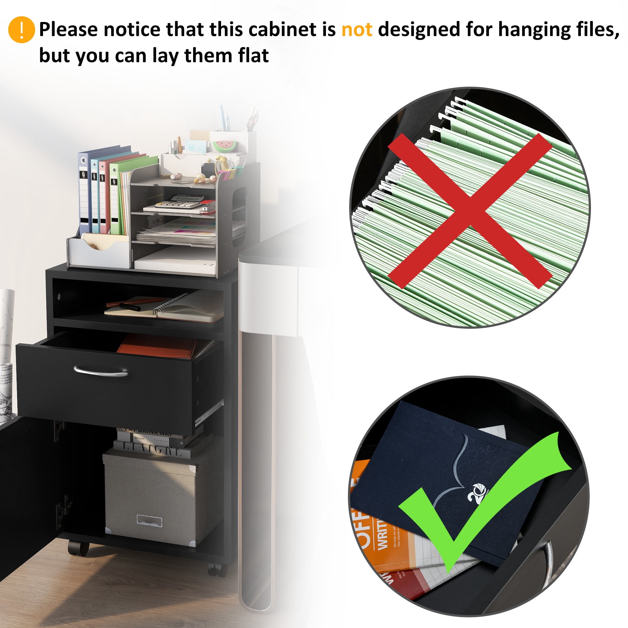Mobile Storage Cabinet Organizer with Drawer and Cabinet, Printer Stand with Castors