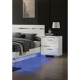thumbnail image 2 of Contemporary Eastern King Size Bed 2x Nightstands 3pc Set White Finish High Lacquer Coating Low Profile Platform Bed LED, 2 of 9