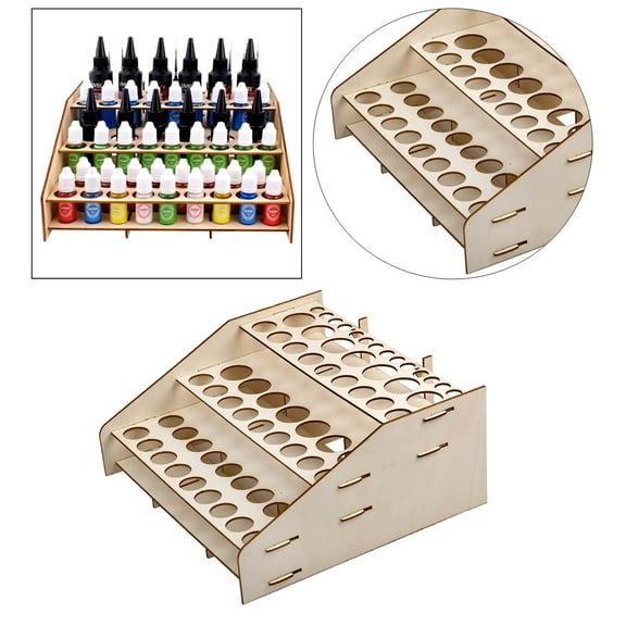 Wooden Paint Bottle Organizer for 64 Bottles of Paints Hobby Paint Display Rack for Craft Paint Art Supply Ink Tool Storage Holder,11.41x10.62x5.11inch