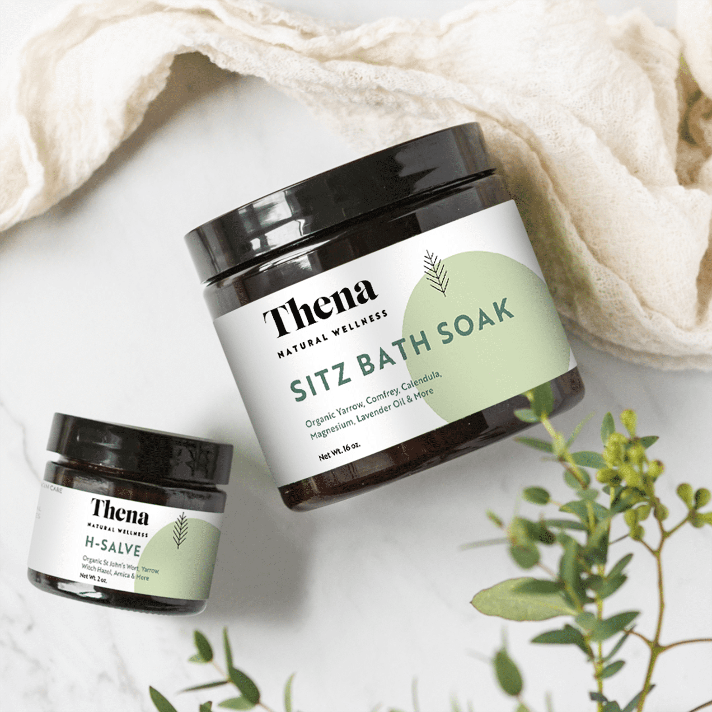 Thena Natural Wellness Hemorrhoid & Fissure Cream, Organic Relief with Witch Hazel, Lavender, 2 oz