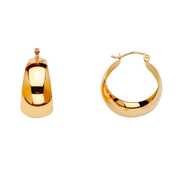 14k Yellow Gold Graduated Plain Hoop Earrings 18x18mm Hoop Earring for Women - 3.0 Grams