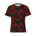 thumbnail image 4 of Vsdgher Rose Print Men's Dry Fit Mesh Athletic Shirts Moisture Wicking Tennis T-Shirt Tops, 4 of 9