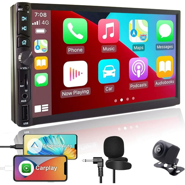 Camecho Single Din Apple Carplay Car Stereo Android Auto, 7”Touch Screen  Car Radio with Bluetooth FM Radio iOS/Android Mirror Link TF/USB/AUX Input  1