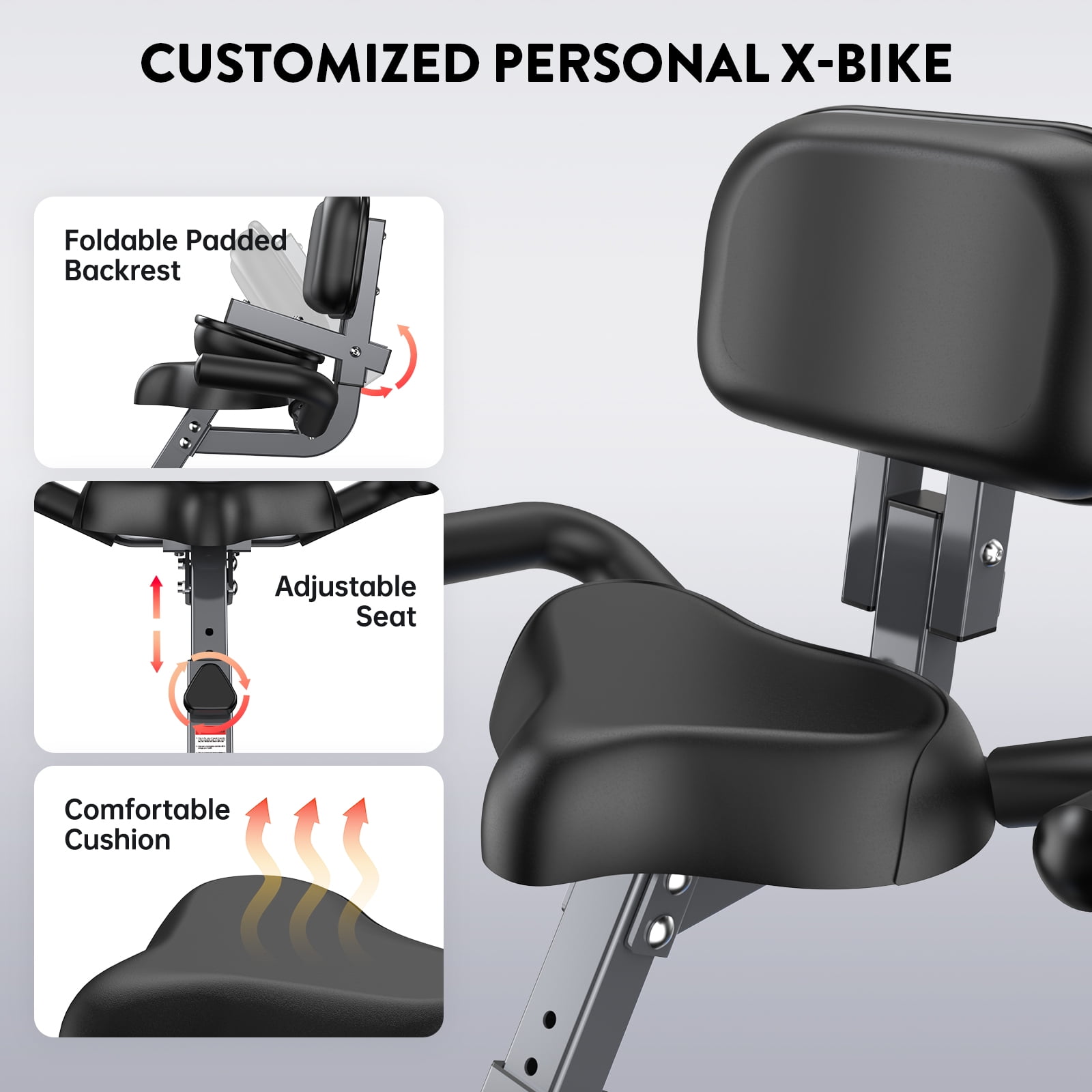 4-in-1 Folding Exercise Bike, Magnetic Resistance, LCD Monitor