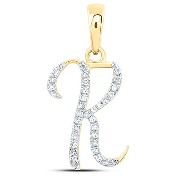 10kt Yellow Gold Womens Round Diamond K Initial Letter Pendant 1/10 Cttw