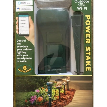 Outdoor Power Stake Charging Essentials CE Smart Home Outdoor WiFi 6 Outlet Garden Yard Power Stake ()