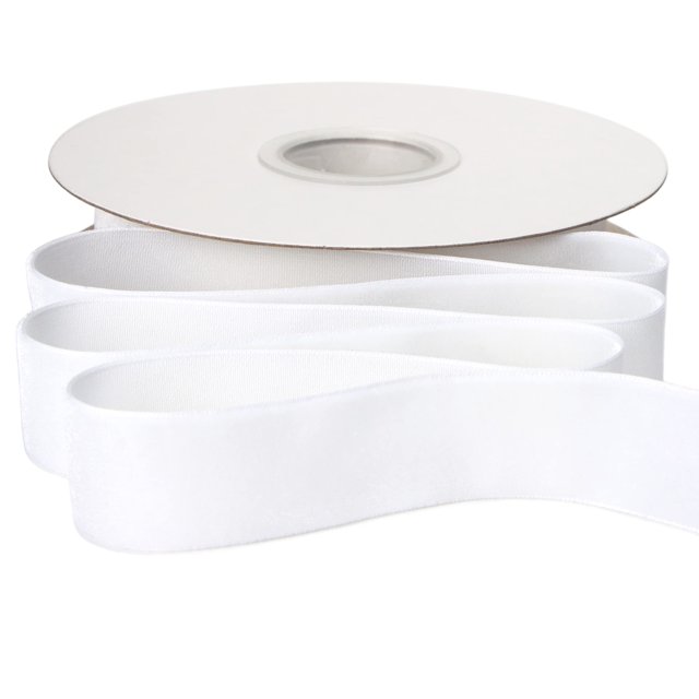 Cinta decorativa Ribbli de terciopelo blanco, 2,5 cm, 9 m, para Navidad