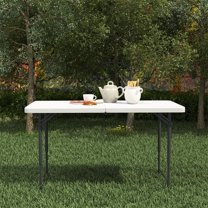 Aimee Lii 4ft Folding Table, Indoor Outdoor Portable Dining Table with Handle and Lock, Outdoor Furniture for Picnic, Party, Camping, White