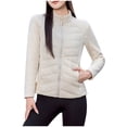 thumbnail image 3 of Fall Outfits for Women 2025 Puffer Jacket Womens Solid Color Long Sleeved Zipper With Pocket Lightweight Cotton Jacket, 3 of 7