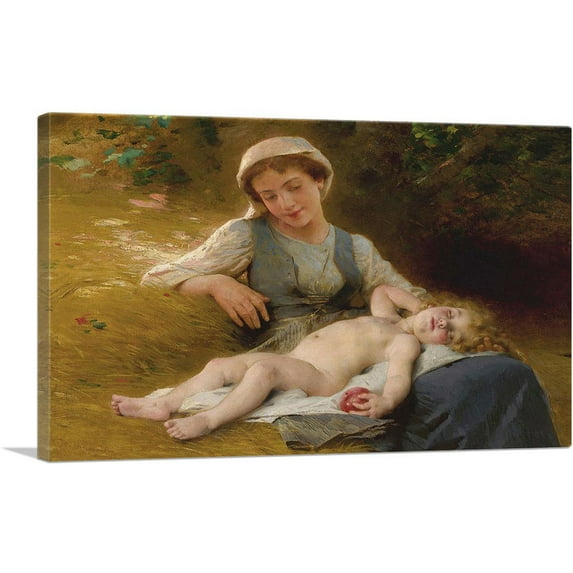ARTCANVAS Fast Asleep 1896 Canvas Art Print by William-Adolphe Bouguereau - Size: 26" x 18" (1.50" Deep)