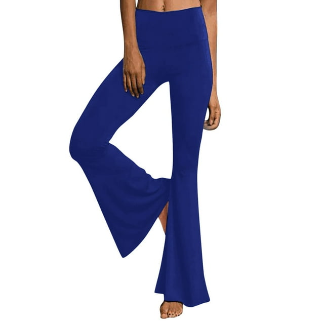 Pantalon Décontracté pour Femmes, Uni, Longueur Sport, Jambe Évasée, Taille Haute