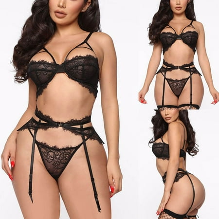 

CFXNMZGR Intimates For Women Ladies Strap Lace Crochet Cutout Teddy Lingerie Embroidery Gauze Underwear