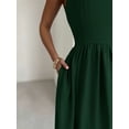 thumbnail image 2 of Dark Green Womens Fitted A-Line Maxi Dress, Sleeveless, Waist Cinched, Elegant Formal Dress For Events, 2 of 6