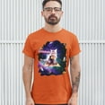 thumbnail image 3 of Tee Hunt Cat Firing Rainbow Laser Riding Pizza Slice in Space T-Shirt Weird Men's Tee, Orange, Medium, 3 of 5
