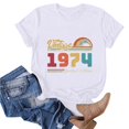thumbnail image 4 of TSADFHJI Chemises pour Femmes TTG Grande Taille T-Shirt d'Été Imprimé Col Rond Manches Courtes 1974 m Blanc, 4 of 5