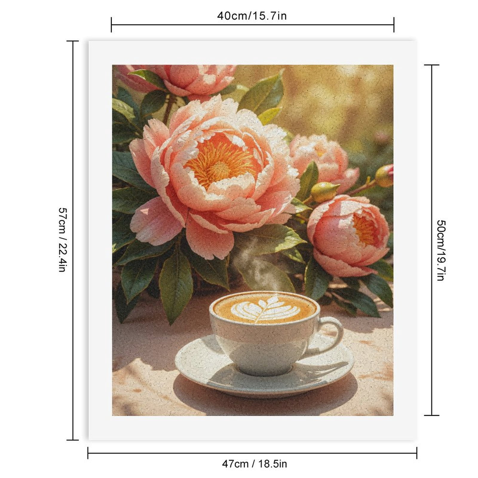 Paint By Numbers Kit for Adults Beginner - DIY Pink Flowers Latte Art Bliss Canvas Painting Kits for Adults, Frameless Paint By Number for Adults for Home Wall Decor 16x20 Inch
