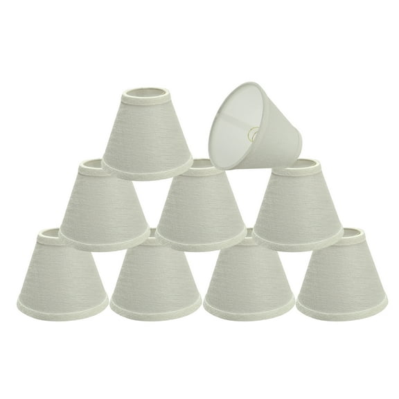 Aspen Creative 32119-9 Small Hardback Empire Shape Chandelier Clip-On Lamp Shade Set (9 Pack), Transitional Design in Pearl Linen, 6" bottom width (3" x 6" x 5")