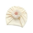 thumbnail image 3 of Faithtur Baby Socks Cap Set, Girls Lace Flower Ribbed Short Tube Sock+ Turban Hat for Autumn, Beige/Pink, 3 of 3