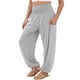 thumbnail image 1 of Pantalones sueltos para mujer, pantalones largos informales fruncidos de cintura alta con bolsillo lateral para uso diario, gris colorido XXL, 1 of 3