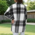 thumbnail image 4 of Jxximdong Fashion Coat for Women, Plush Coat Long Sleeve Plaid with Pocket Loose Coat, Women's Coats Black, 4 of 8