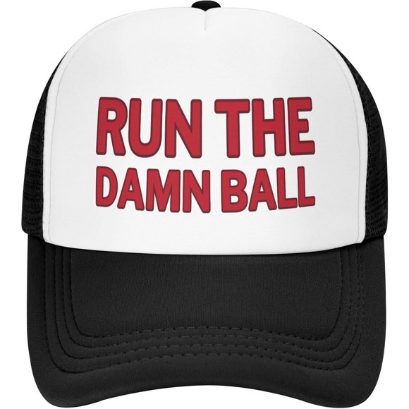 Run The Damn Ball Hat Red Mesh Cap Black for Men Women Baseball Cap Sun Tracker Hat Gifts Dad Mom