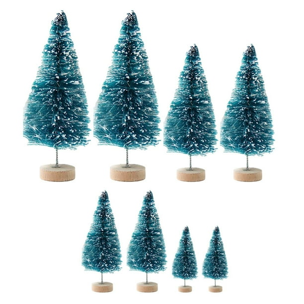 Wosthever Juego de 8 adornos de pino en miniatura para escritorio, fiesta de Navidad, vacaciones Kits de decoración para fiestas Azul