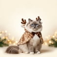 thumbnail image 4 of Luckky Pet Christmas Reindeer Costume, Spotted Deer Plush Hooded Outfit with Antlers & Bow Tie, Holiday Cosplay Clothes for Cats Small Dogs, Xmas Party Photo Prop, 4 of 7