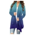 thumbnail image 1 of Yuyuzo Long Cardigan pour Femmes Couleur Dégradée Ouvert à l'Avant Hauts Drapés Automne Hiver Cardigan Décontracté, 1 of 5