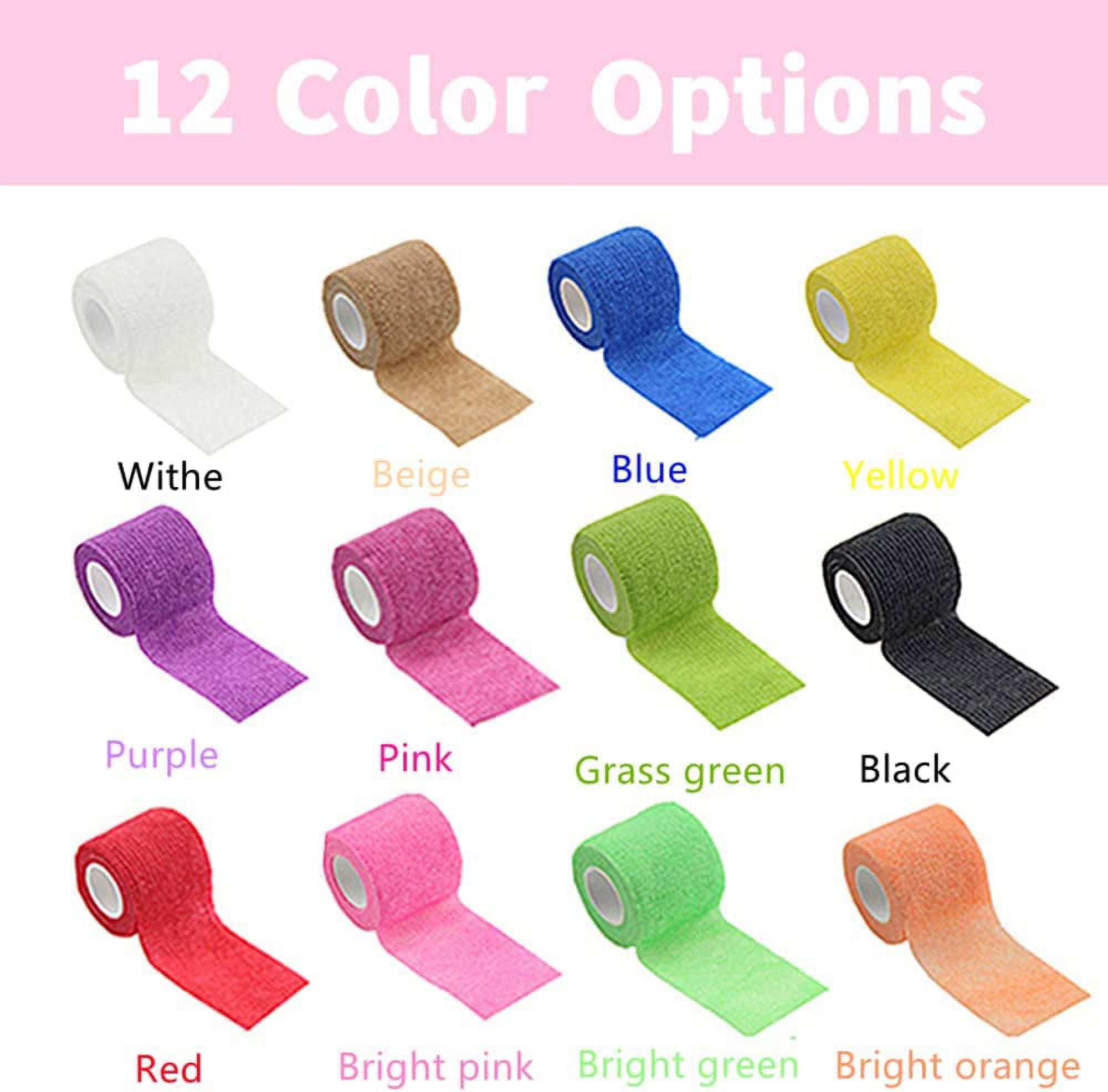 Naltars 12 Pack 2 Inches Self Adhesive Bandage Breathable Cohesive Wrap Rolls Elastic Self-Adherent Tape for Stretch Athletic, Sports, Wrist, Ankle | Vet Wrap for Animal & Pets (Rainbow)