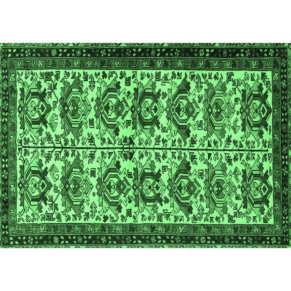 Ahgly Company Indoor Rectangle Persian Emerald Green Traditional Area Rugs, 5' x 7'