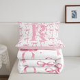 thumbnail image 5 of Manfei Pink Bowtie Full Size Comforter Sets,Initial Alphabet R Bedding Comforter Set,Pink Reversible,3 Pieces,1 Comforter and 2 Pillowcases, 5 of 7
