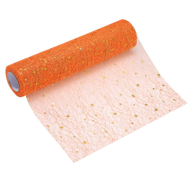 Caminito de mesa Uxcell naranja, 11" x 45 pies, decoración de malla metálica con lentejuelas