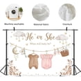 thumbnail image 2 of He or She Gender Reveal Backdrop Photography Boy or Girl What Will Baby Be Cartoon Cute Pink Brown Moon Stars Background Baby Shower Party Decorations Banner Photo Booth Props Supplies, 2 of 4