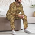 thumbnail image 7 of Susaid World Map1 Print Men's Long Sleeve Pajama Set, Two-Piece Button-Down Loungewear PJs Set, Comfortable Sleepwear for Relaxation-Small, 7 of 7