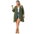 thumbnail image 3 of DARING DIVA Plus Size 3/4 Sleeve Swiss Dots Cover Up Cardigan 2X Army Green, 3 of 6