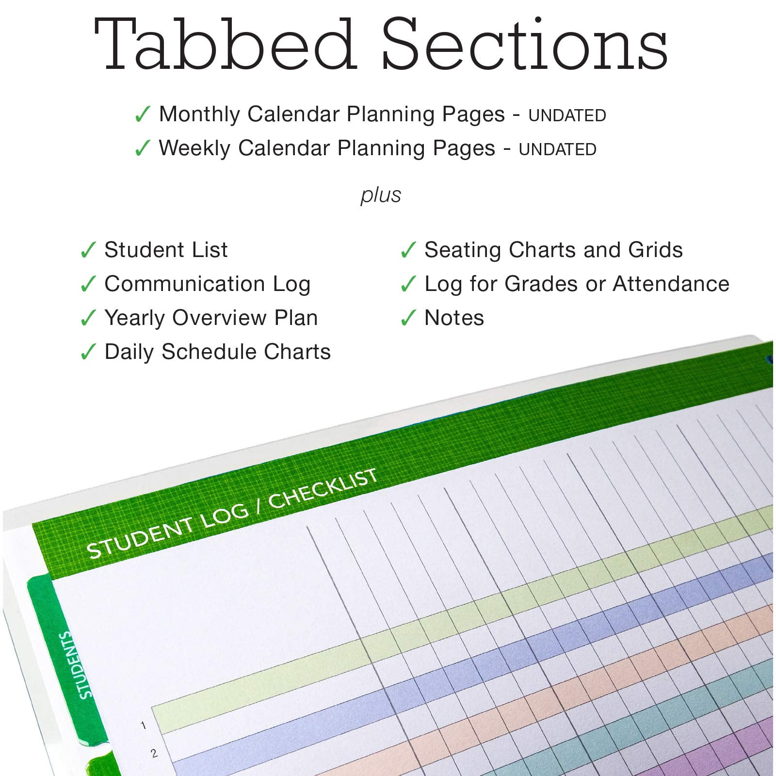 DELUXE Undated Teacher Planner - Includes 7 Periods, Page Tabs, Bookmark, and More! - Blue Marble - 8.5"x11" - DTP-0002-U