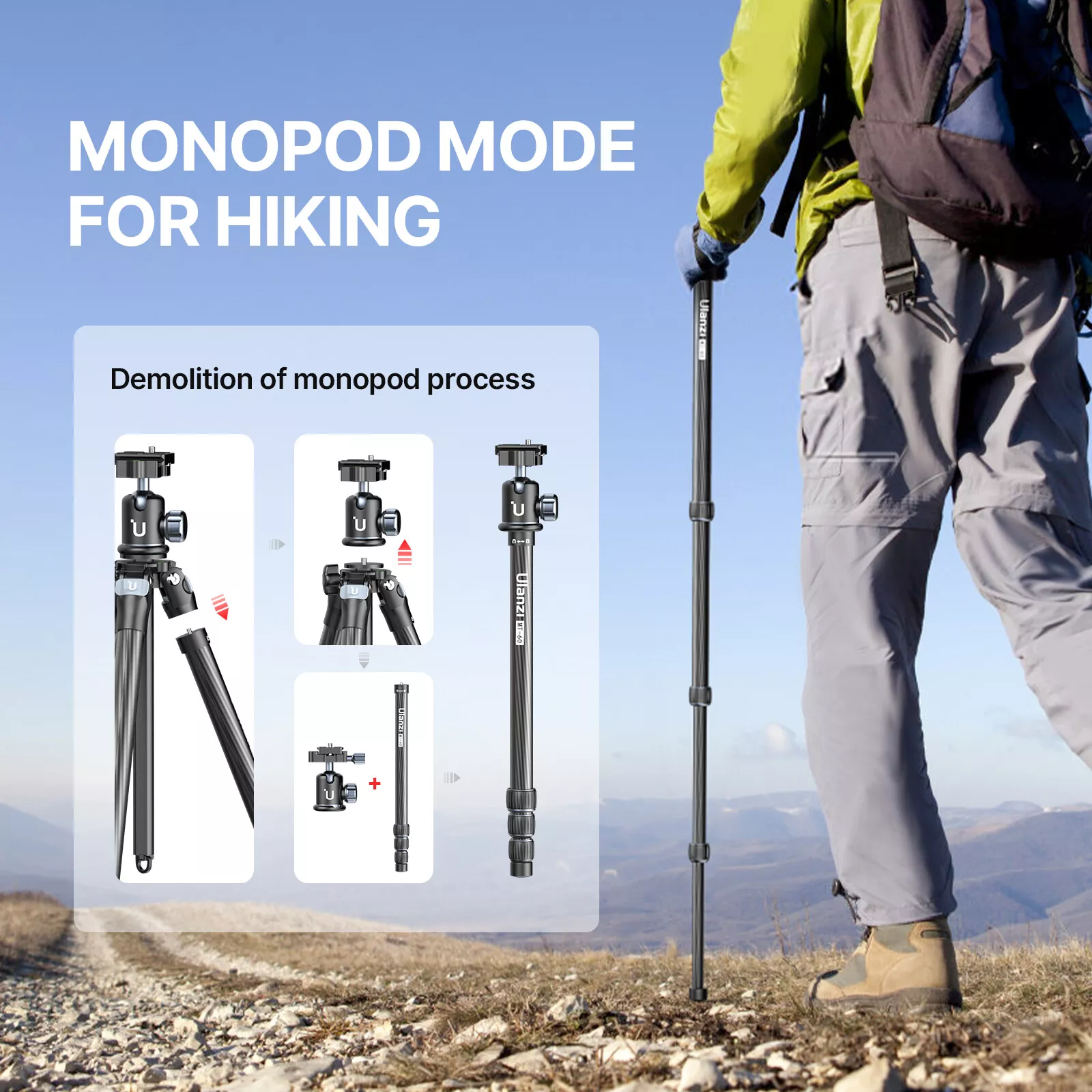 Ulanzi MT-60 Carbon Fiber Travel Tripod for Smartphone DSLR Camera - Lightweight, Versatile, and Durable